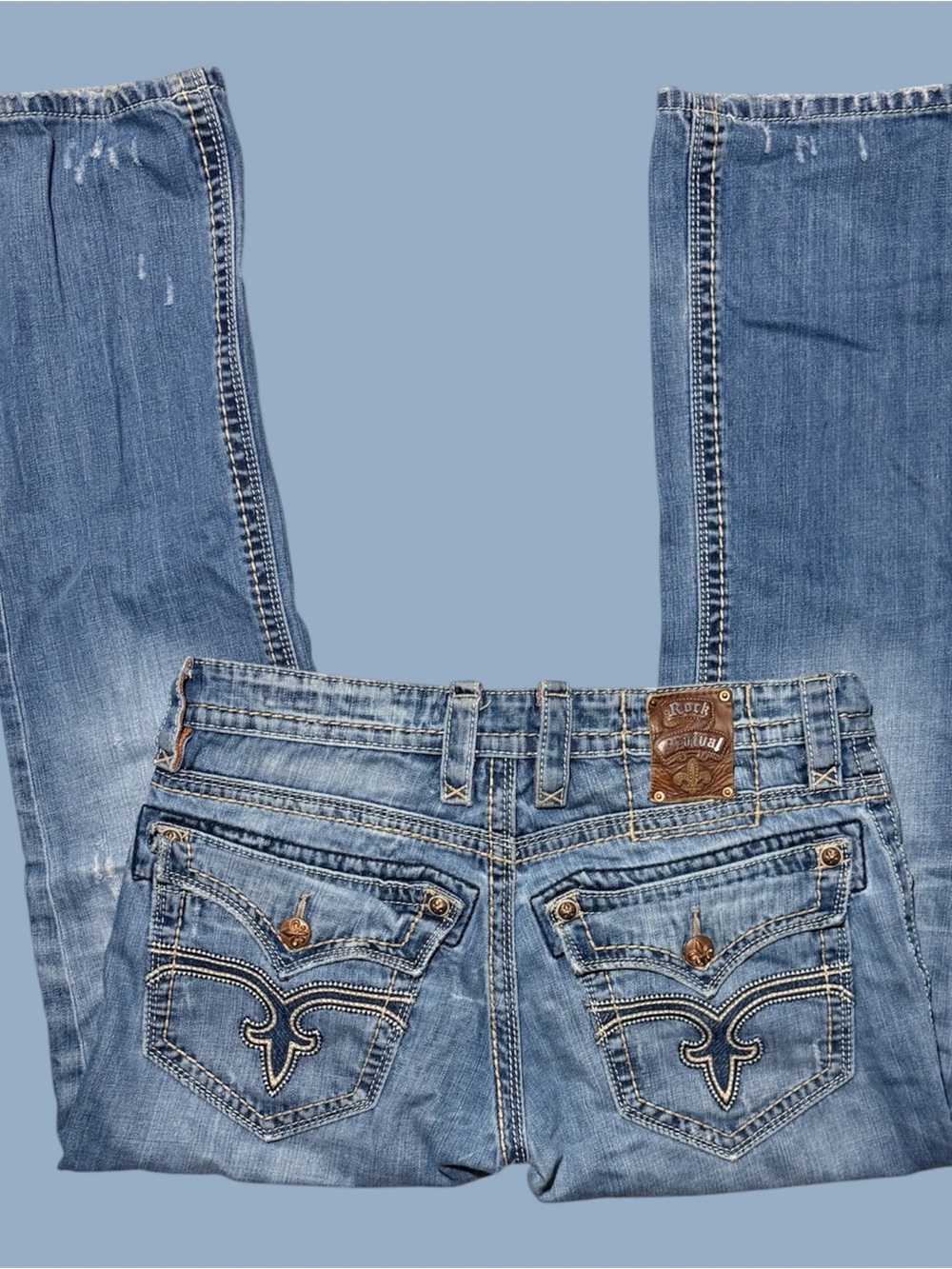 Rock Revival Light Wash Embroidered Back Pocket Bootcut Jeans